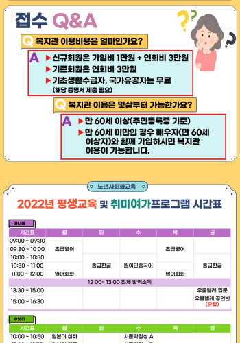 2022년 송산노인종합복지관 회원가입 및 프로그램 접수 실시 이미지