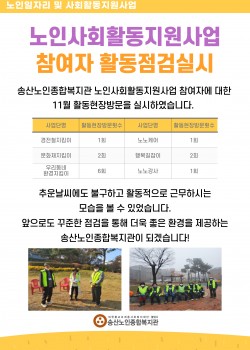 11월 노인사회활동지원사업 활동점검 실시